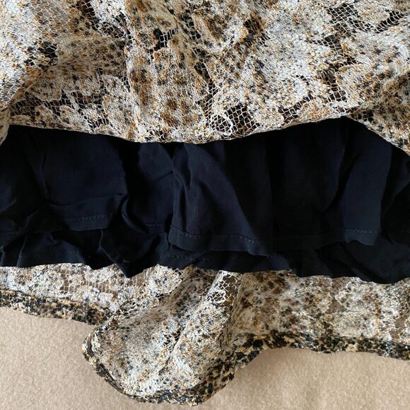 Free People Sierra Lace Mini Dress Size 10 Tan Black Ruched Flirty Strappy NWOT - Picture 5 of 8